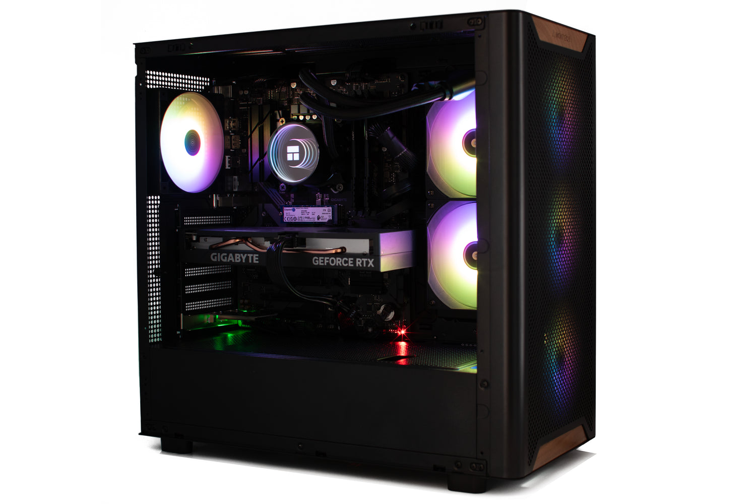 GAMER PC Timbr XR7 - AMD Ryzen 7 5700x, Nvidia RTX 5070 12GB, Montech XR Wood Black Case, 1Tb SSD, 32Gb DDR4, 1200Mbps WiFi + Bluetooth, Windows 11, Pre-Built PC