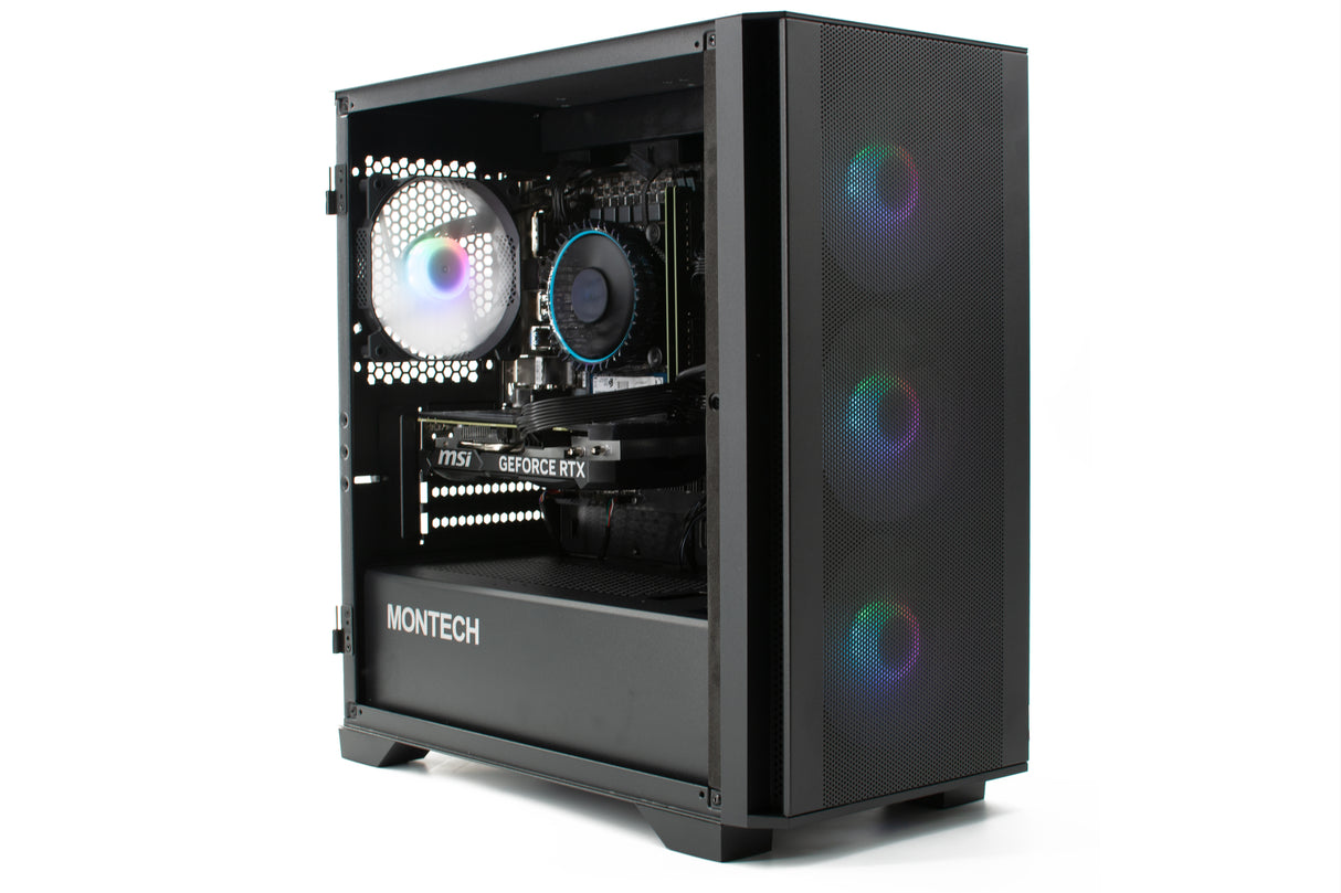 Gamer PC Luna pre-built PC with black Montech AIR100-ARGB case.