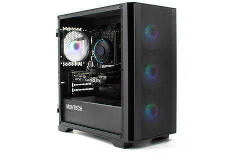 Gamer PC Luna pre-built PC with black Montech AIR100-ARGB case.